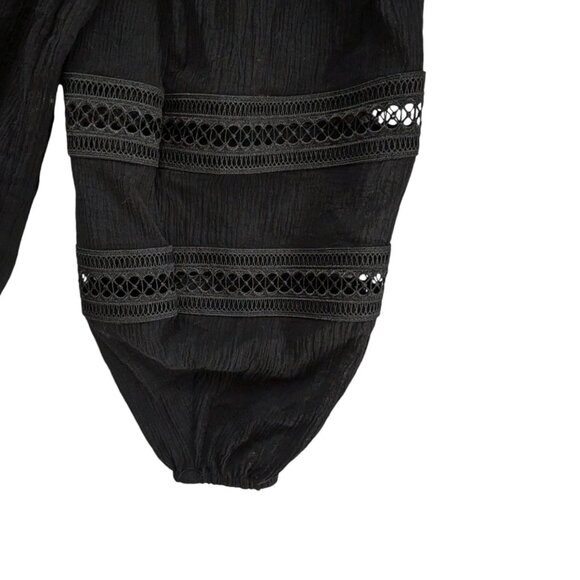 Express Square Neck Blouse Womens Black Long Balloon Sleeve Pullover Top Size S - Picture 8 of 10